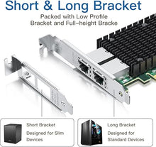Load image into Gallery viewer, 10Gb PCI-E Network Card NIC, Dual RJ45 Copper Ports, Compare to Intel X540-T2, with Intel X540-BT2 Chip, PCI Express X8, 10Gbase-T Ethernet LAN Adapter Support Windows Server/Windows/Linux/VMware ESX