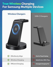 Load image into Gallery viewer, Wireless Charger for Samsung: 3 in 1 Wireless Charging Station for Samsung Galaxy Watch 7 6 5 4 3 Pro Classic Galaxy Buds - Charger Dock Stand for S24 Ultra S23 S22 S21 S20 Note 20 10 Z Fold Android