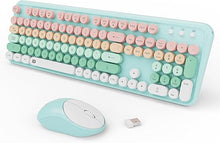 Load image into Gallery viewer, FOPETT 2.4GHz Wireless Keyboard and Mouse Set with Switch Button - Full-Size Keyboard - Compatible for Windows/Laptop/PC/Notebook/Smart TV and More - Green