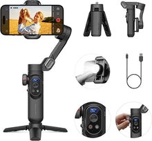 Load image into Gallery viewer, Gimbal Stabilizer for Smartphone, Gimbal w/Wireless Charging iPhone Gimbal for iPhone 15 Pro Max/Android Foldable 3-Axis Handheld Phone Gimbal for Video Recording Face Tracking-Smart X Pro