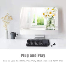 Load image into Gallery viewer, 2.4GHz Wireless Touchpad Keyboard, Super Thin&Lightweight Rechargeable Ultra Mini Thin USB Backlit Keyboard, Plug and Play Fits for HTPC, for PS3/4