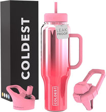 Load image into Gallery viewer, Coldest Tumbler with Handle and Straw Lid 3 Lids Insulated Reusable Stainless Steel Water Bottle Travel Mug | Gifts for Women Him Her | Limitless Collection (Lily Nova, 46 oz)