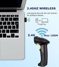Load image into Gallery viewer, TEEMI Wireless Barcode Scanner Handheld Automatic 1D Laser Rechargeable Bar Code Reader USB Plug and Play with 2.4G Receiver for Windows PC Mac OS Linux (No stand)