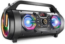 Load image into Gallery viewer, Bluetooth Speaker, 30W Portable Bluetooth Boombox with Subwoofer, FM Radio, RGB Colorful Lights, EQ, Stereo Sound, Booming Bass, 10H Playtime Wireless Party Speaker for Home, Outdoor, Travel, Camping