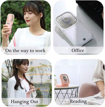 Load image into Gallery viewer, Portable Neck Fan Mini Quiet Handheld Personal Foldable USB Rechargeable Fan Operated for Home Office Outdoor Travel, 3000mAh Power Bank Hands Free Necklace Fans (Black)