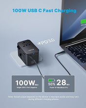 Load image into Gallery viewer, Universal Travel Adapter, VINTAR 100W GaN International Power Adapter with 3 USB C PD and 1 USB A QC, All in One Plug Adapter, Travel Adapter Worldwide for EU/UK/USA/AUS(Type C/G/A/I)