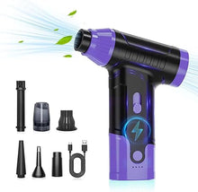 Load image into Gallery viewer, Compressed Air Duster Keyboard Cleaner - Electric Duster Canned Air Blower Keyboard Cleaning Kit Canned Air Duster 110000RPM Cleaner Mini Blower Spray Dust Off Car Vacuum Pc Cleaning kit (Purple)
