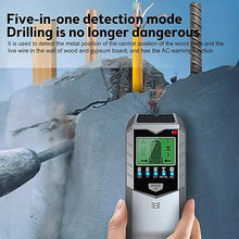 Load image into Gallery viewer, Stud Finder Wall Scanner, 5 in 1 Electronic Stud Sensor, Metal Detector Wall Scanner, Wall Wood Detector Scanner with LCD Display & Audio Alarm for Wood Metal Pipe Studs AC Wire Detection (Silver)