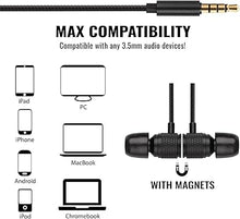 Load image into Gallery viewer, LUDOS Ultra Wired Earbuds in-Ear Headphones, 5 Years Warranty, Earphones with Microphone, Noise Isolating Ear Buds, Memory Foam for iPhone, Samsung, School Students, Kids, Women, Small Ears - Black