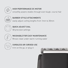 Load image into Gallery viewer, Panasonic Long Beard Trimmer for Men, 58 Length Settings and 4 Attachments for Cutting and Detailing, Cordless or Corded Operation – ER-GB96-K (Black)