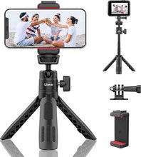 Load image into Gallery viewer, ULANZI M12 Extendable Selfie Stick for Action Camera, Portable Vlog Cell Phone Tripod Stand with Phone Mount Action Camera Adapter, Mini Hand Grip Compatible with Hero 13/12/11/10/9/8/7/6/5 Smartphone