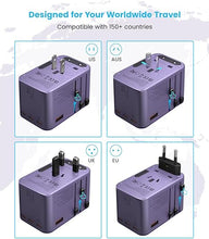 Load image into Gallery viewer, Universal Travel Adapter, VINTAR 75W GaN International Power Adapter with 3 USB C PD and 2 USB A QC, All in One Travel Essentials for UK/EU/USA/AUS, Travel Adapter Worldwide for Laptops Phones, Purple