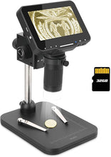 Load image into Gallery viewer, 4.3" Coin Microscope 1000x Handheld LCD Digital Microscope with Screen Coin Magnifier with 8 Adjustable LED Lights Compatible with PC Windows/Mac OS with 32GB SD Card