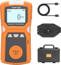 Load image into Gallery viewer, Guard-611 H2S Monitor, Portable H2S Detector Features a Convenient H2S Monitor Clip on, Rechargeable with 5-Day Battery, Battery Indicator, Low Battery Warning, Safety Explosion-Proof-Orange