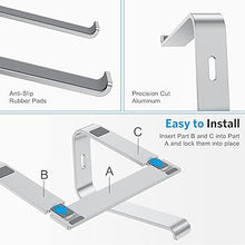 Load image into Gallery viewer, OMOTON Laptop Stand, Detachable Laptop Mount, Aluminum Laptop Holder Stand for Desk, Compatible with MacBook Air/Pro, Dell, HP, Lenovo and All Laptops (11-16 inch), Silver