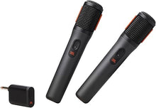 Load image into Gallery viewer, JBL PartyBox Wireless Mic - 2X Digital Wireless Microphones, Rechargeable Battery (20hrs - 700mAh), Clear Voice, Crisp Sound, Stable 2.4GHz Connection, Compatible with All PartyBox Speakers (Black)