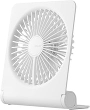 Load image into Gallery viewer, JISULIFE Small Desk Fan, Portable USB Rechargeable Fan, 160° Tilt Folding Personal Mini Fan with 4500mAh Battery, Strong Wind, Ultra Quiet, 4 Speed Modes for Office, Home, Camping - White
