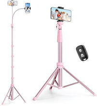 Load image into Gallery viewer, SENSYNE 88" Phone Tripod & Selfie Stick, Extendable Cell Phone Tripod Stand with Wireless Remote and Phone Holder, Pink