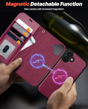 Load image into Gallery viewer, OCASE for iPhone 16 Plus Case Detachable Wallet Case with Card Holder, 2 in 1 Pu Leather Flip Folio with RFID Blocking Stand Wrist Strap Shockproof Phone Cover 6.7 Inch 2024, Burgundy