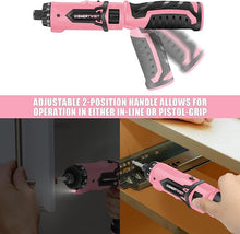 Load image into Gallery viewer, Enertwist Electric Screwdriver, 8V Max 10Nm Pink Cordless Screwdriver Rechargeable Set with 9 Accessory Kit, 21+1 Cluth, Dual Position Handle, LED Light