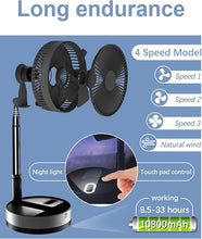 Load image into Gallery viewer, UN UNITEDTIME Foldable Fan Foldaway Oscillating with Remote Control, 10800mAh Battery Operated Fans, Portable for Outdoor, Courtyard, Beach,Travel, Room,4 Speeds, with Timer night light (Black)