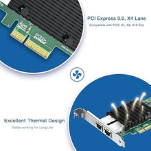 Load image into Gallery viewer, 10Gb RJ45 PCI-E Network Card NIC, Compare to Intel X550-T2, with Intel X550-AT2 Chip, Dual RJ45 Ports, PCI Express 3.0 X4, Ethernet Converged Network Adapter Support Windows/Linux/VMware Esxi