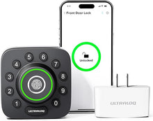 Load image into Gallery viewer, ULTRALOQ U-Bolt Pro Smart Lock with WiFi Bridge, 7-in-1 Fingerprint Keyless Entry Door Lock with App Remote Control, Backlit Keypad, Auto Unlock, Voice Control with Alexa and Google, IP65 Waterproof