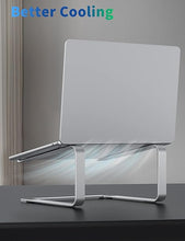 Load image into Gallery viewer, SOUNDANCE Laptop Stand for Desk, Metal Computer Riser, Heavy Stable PC Holder, Ergonomic Laptops Elevator for 12 to 17.3 Inches Notebook Computer, Silver