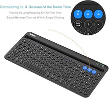 Load image into Gallery viewer, Arteck Wireless Bluetooth Keyboard for Windows, iOS, Android, Computer, Laptop, Smartphone - Multi-Functional with Built-in Cradle