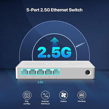 Load image into Gallery viewer, Tenda SE105 5 Port 2.5G Unmanaged Ethernet Switch, 5 X 2.5G Base-T Ports, 25Gbps Switching Capacity, Compatible with 100/1000/2500Mbps, for Home Entertainment or SOHO Network