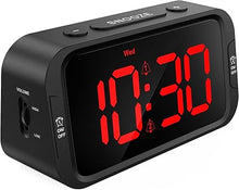 Load image into Gallery viewer, Digital Dual Alarm Clock for Bedroom, Easy to Set, 0-100% Dimmer, USB Charger, 5 Sounds Adjustable Volume, Weekday/Weekend Mode, Snooze, 12/24Hr, Battery Backup, Compact Clock for Bedside(Red)