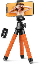 Load image into Gallery viewer, Aureday Phone Tripod, Flexible Tripod for iPhone and Android Cell Phone, Portable Small Tripod with Wireless Remote and Clip for Video Recording/Vlogging/Selfie (Orange)