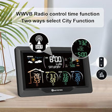 Load image into Gallery viewer, Wireless Radio Weather Station with 3 Outdoor Sensors Indoor Outdoor LCD Digital Thermometer Hygrometer Barometer with WWVB,Alarm Clock,Weather Forecast,Moon Phase,Sunrise and Sunset Time