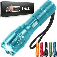 Load image into Gallery viewer, Gorilla Grip Powerful LED 750 FT Water Resistant 5 Adjustable Mode Tactical Flashlight, High Lumens Ultra Bright Zoom Flashlights, Stocking Stuffer Gift, Small Camping Car Mini Flash Light Turquoise