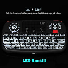 Load image into Gallery viewer, Rii (Upgrade) i4 Mini Bluetooth Keyboard with Touchpad, Blacklit Portable Wireless Keyboard with 2.4G USB Dongle for Smartphones, PC, Tablet, Laptop TV Box iOS Android Windows Mac.Black