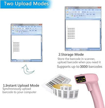Load image into Gallery viewer, USB Wireless Barcode Scanner,Symcode Handheld Laser 1D Bar Code Reader Scanner (2.4GHz Wireless & USB2.0 Wired) Rechargeable Cordless 1D Barcode Scanner Wireless
