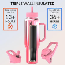 Load image into Gallery viewer, Coldest Tumbler with Handle and Straw Lid 3 Lids Insulated Reusable Stainless Steel Water Bottle Travel Mug | Gifts for Women Him Her | Limitless Collection (Lily Nova, 46 oz)