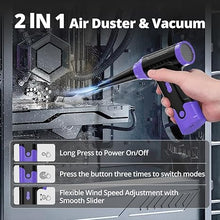 Load image into Gallery viewer, Compressed Air Duster Keyboard Cleaner - Electric Duster Canned Air Blower Keyboard Cleaning Kit Canned Air Duster 110000RPM Cleaner Mini Blower Spray Dust Off Car Vacuum Pc Cleaning kit (Purple)