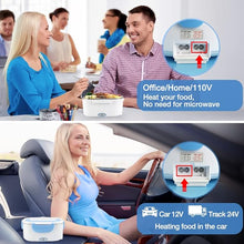 Load image into Gallery viewer, FVW Electric Lunch Box Food Warmer 2 in 1, Portable Food Heater for Car and Home - Leak proof, Lunch Heating Microwave for Truckers with Removable Stainless Steel Container 1.5 L, 110V/12V