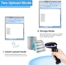 Load image into Gallery viewer, WoneNice Barcode Scanner Wireless 2-in-1 (2.4Ghz Wireless+USB 2.0 Wired) Handheld Bar Code Scanner Reader (Purple)