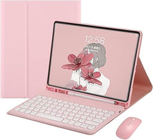 Load image into Gallery viewer, HENGHUI Keyboard Mouse for Galaxy Tab S9 FE 10.9 inch/Tab S9 11" / Tab S8 11" / Tab S7 11" Keyboard Case with Mouse Cute Round Key Color Keyboard Wireless Detachable BT Keyboard Cover (Pink)