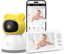 Load image into Gallery viewer, 5"Baby Monitor wifi Smartphone, Baby Monitor with Camera and 2-Way Audio, 2K HD Screen, Video Baby Monitors with Infrared Night Vision, Temp & Humidity Sensor, Cry Detection, Ideal Present