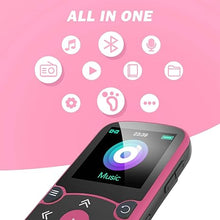 Load image into Gallery viewer, AGPTEK 64GB MP3 Player with Clip, Bluetooth 5.3 Lossless Sound with FM Radio, Voice Recorder for Sport Running, Supports up to 128GB TF Card, Rose Red
