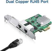 Load image into Gallery viewer, 2.5Gbase-T PCIe NIC with Realtek RTL8125 Chip, 2.5Gb Network Card, 2500/1000/100 Mbps,Dual RJ45 Ports, PCIe X1, Ethernet Card for Windows/Windows Server/Linux