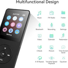 Load image into Gallery viewer, AGPTEK A02 MP3 Player with Bluetooth 5.3, 1.8 inch Screen Portable Music Player with Speaker, FM Radio, Voice Recorder, Supports Expanded Up to 128GB(Black, 32GB)
