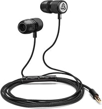 Load image into Gallery viewer, LUDOS Ultra Wired Earbuds in-Ear Headphones, 5 Years Warranty, Earphones with Microphone, Noise Isolating Ear Buds, Memory Foam for iPhone, Samsung, School Students, Kids, Women, Small Ears - Black