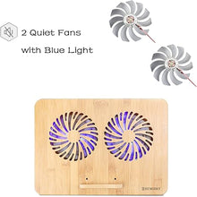 Load image into Gallery viewer, SUMISKY Laptop Stand Cooling Pad 100% Bamboo Adjustable Laptop Desk with 2 Quiet Cooling Fans Blue Light and 2 USB Ports Ergonomic Cooler Pad (15"x11" with 2 Pack USB C to USB Adapter)