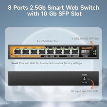 Load image into Gallery viewer, 8 Ports 2.5G Switch Smart Web Managed, 8 x 2.5G Base-T & 1 x 10G SFP Slot, Support 802.3ad Static Aggregation, QOS/VLAN/IGMP, Metal Housing Network Ethernet Switch