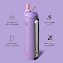 Load image into Gallery viewer, BOTTLE BOTTLE Stainless Steel Water Bottle with Straw Lid and Handle 32 oz Vacuum Insulated Water Bottle for Sports Travel Gym Hiking, Leak-Proof Wide Mouth Water Bottles for Men and Women,violet