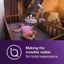 Load image into Gallery viewer, Philips Avent Premium Connected Baby Monitor, with 1080p Camera and App, SenseIQ Sleep and Breathing Rate Tracking, Cry Detection and Translation, Day and Night View, Two-way True Talk Back, SCD973/37